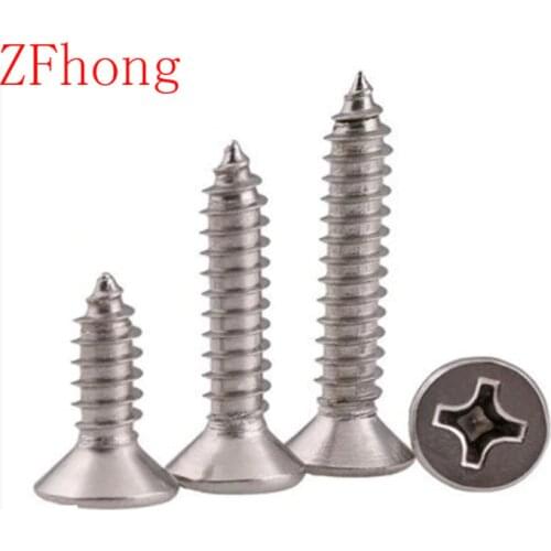 10-100pcs M1 M1.2 M1.4 M1.7 M2 M2.3 M2.6 M3 M4 M5 M6 Stainless steel Cross recessed countersunk head tapping screws Wood SCREW