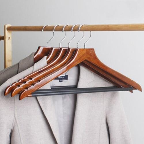 10pcs/lot Home Premium Wooden Hangers 360-Degree Rotatable Hook Durable & Slim Non-Slip Shoulder Grooves for Coats Suits Pants