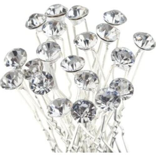 20pcs bridal hair pins slides barrettes pince cheveux bijoux de tete silver plated crystal women hairwear wedding accessories