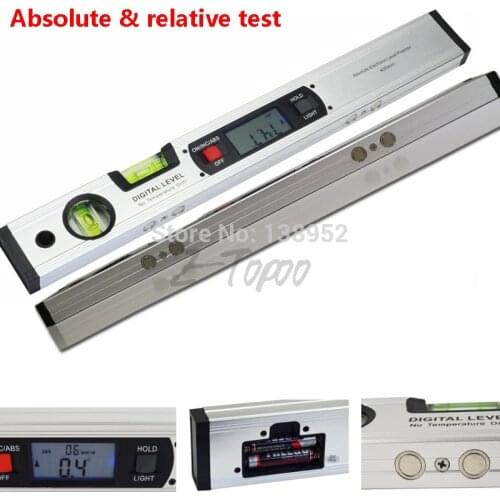 400mm 16inch Red Digital Angle Finder Level 360 Degree Range Spirit Level Upright Inclinometer with Magnets Protractor Ruler