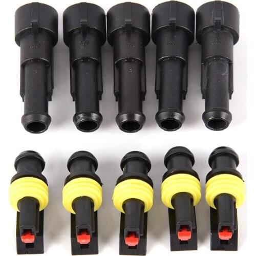 5set Car Motorcycle 1 Pin Way Sealed Waterproof Electrical Wire Auto Connector Plug Set for HID LED Light fog lamp