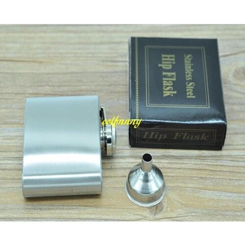 50pcs/lot Fast shipping 9.5x7x2.3cm Portable 4oz Hip Flask Stainless Steel Pocket Whiskey Liquor bottle With funnel