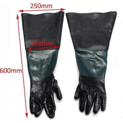 60cm 1 Pair Long PVC Sandblasting Gloves Labour Working Protection Gloves for Sandblasting Cabin Gauntlet Replacement