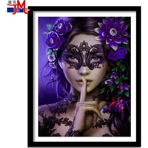 Diamond Embroidery Portrait DIY Diamond Painting Mask Girl Full Square Drill Home Decor Flower Woman Picture Of Rhinestone Decor
