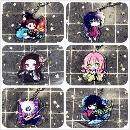 Demon Slayer Kimetsu no Yaiba Anime Tanjirou Nezuko Agatsuma Acrylic Figure keychain Keyring Decoration Collection Model Toy