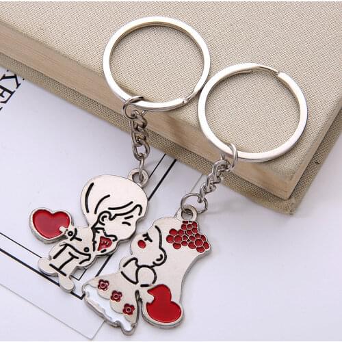 2Pcs Zinc Alloy Silver Plated Lovers Gift Wedding Favors Couple My Heart Keychain Fashion Keyring Key Fob Creative Key Chain HOT