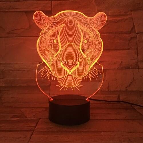 Childrens Lamp 3D Lion Night Light Colors 3D luminaria Creative LED lustre Acrylic Kids Children Gifts Indoor Deco Bedside Lamp