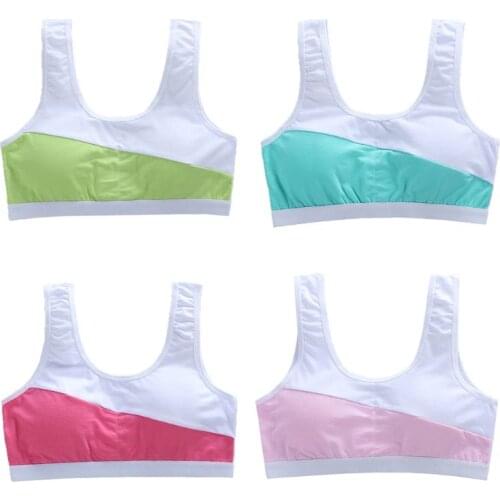 Kids Cotton Sports Training Bra Underwear Teenage Puberty Girl Bralette Vest F3ME