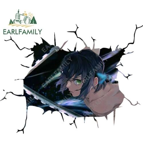 EARLFAMILY 13cm x 10cm for Demon Slayer Car Accessoires Stickers Camper Anime Decal Motorcycle Windows Campervan RV JDM Sticker