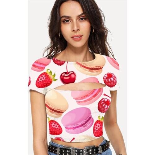 Somepet Food T-shirt Women Fruit Shirt Print Donuts T-shirts 3d Lovely Tshirt Printed Short Sleeve Punk Rock Short Streetwear