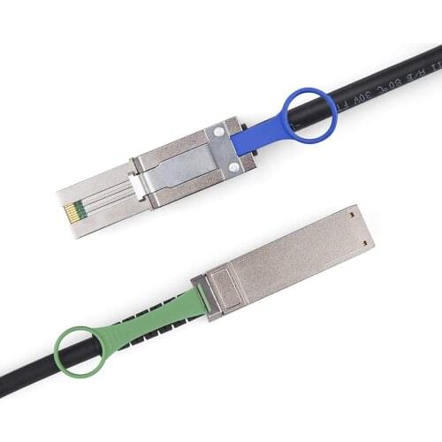 QSFP (SFF-8436) to MiniSAS (SFF-8088) DDR Hybrid SAS Cable, 100-Ohm, 2-m(6.5ft)