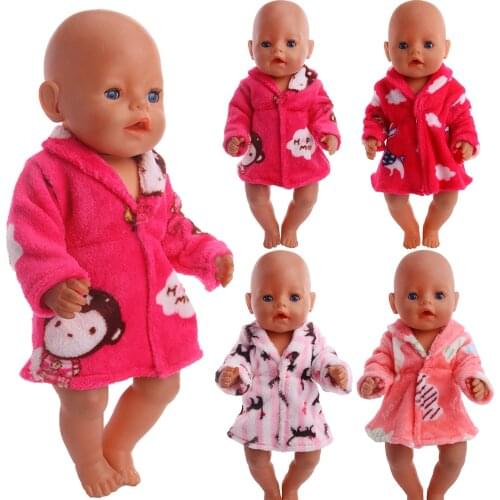 Bathrobe For 18 Inch American Doll Girl Toys & 43 Cm Born Baby Clothes & Our Generation & Nenuco & 17 Inch Reborn Baby