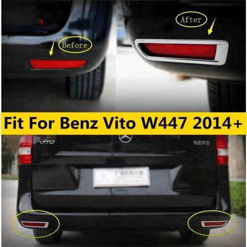 Yimaautotrims Chrome Rear Bumper Fog Light Lamp Cover Trim For Mercedes-Benz Vito W447 2014 - 2019 ABS Chromium Styling Exterior