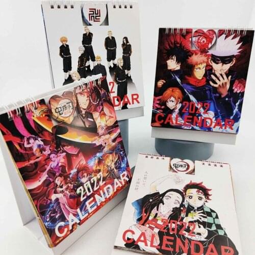 2022 Anime Demon Slayer Jujutsu kaisen Tokyo Revengers Desk Calendar Desktop Notepad Calendar Office Supplies Fans Collection