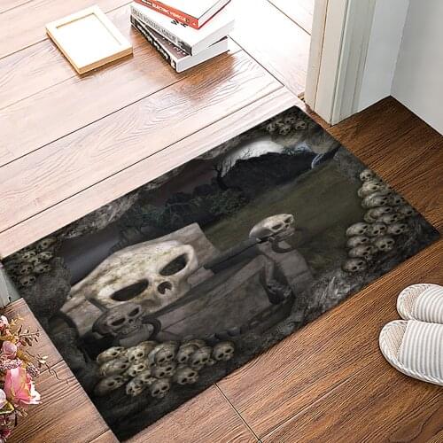 Forest Skull Stone Chair Floor Mats for Living Rooms Anti-slip Carpets Kitchen Bathroom Rugs Entrance Doormat
