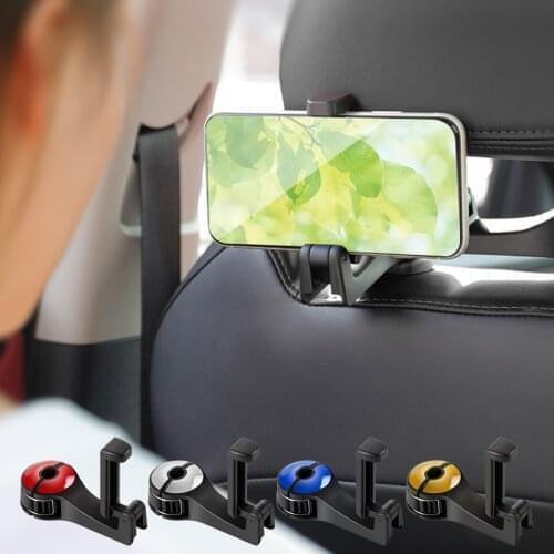 Kebidumei Auto Car Headrest Hooks Multi-function Seat back Hook&Car Phone Mount Holder Fastener Seat Back Hanger Clips for Bag