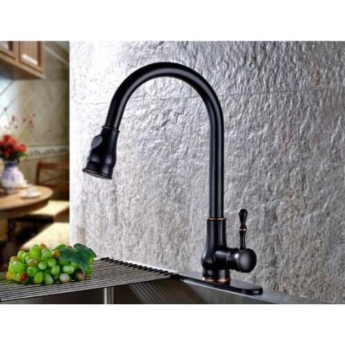 New arrival high quality single lever ORB finished Kitchen faucet kitchen tap mixer with pull out shower head and plate