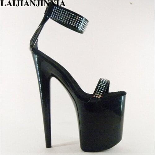 LAIJIANJINXIA New Fashion Sexy Shoes 8 inch Rhinestone Stiletto Heels 20cm Open-Toed High-Heeled Sandals Platform Dance Shoes