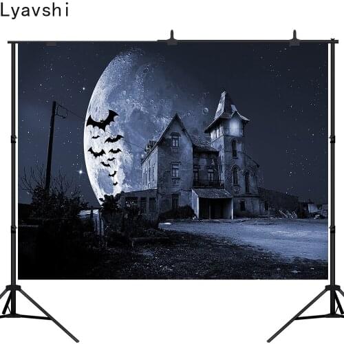 Lyavshi Halloween Photography Backdrop Haunted House Dark Night Pale Moon Background Photobooth Photo Studio Props