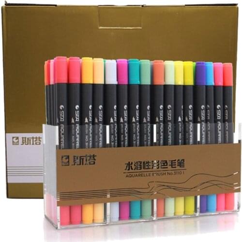 1 PC Colorful Pens Dual Tip Brush Marker Pen Watercolor Fine Liner Art Markers For Coloring Drawing Painting Calligraphy