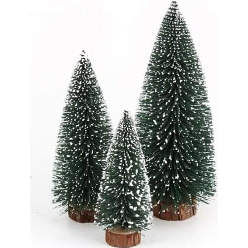 2016 Mini Christmas Tree Decoration for Home Pine Needles Sticky Snow Mini Bonsai Tree Ornaments Christmas Gift Freeshipping