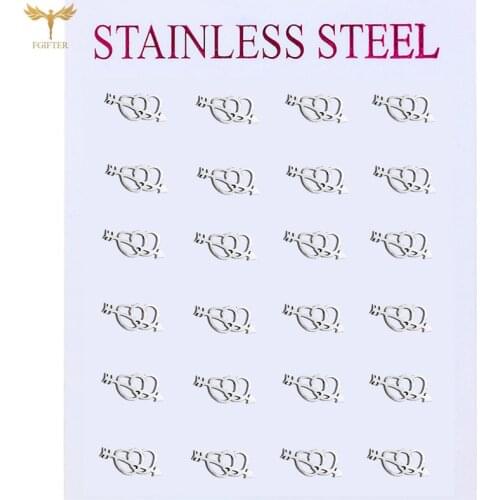 Mini Heart Stud Earrings for Girls Two Hearts Connected By Cupid’s Arrow Steel-Colored Ear Accessories Sweet Romantic Jewellry