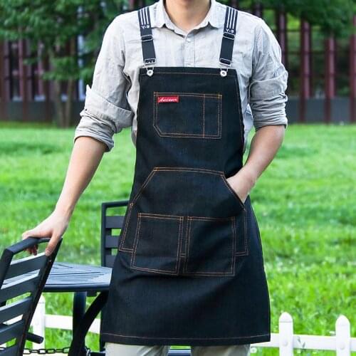 Fashion Canvas kitchen Aprons For Woman Men Chef Work Apron For Grill Restaurant Bar Shop Cafes Beauty Nails Studios Uniform