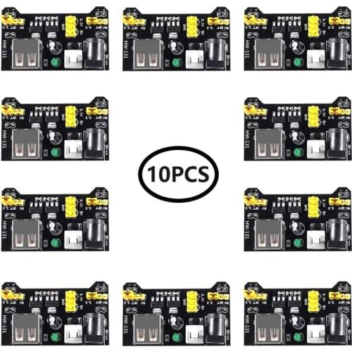 10PCS 3.3V 5V Power Supply Module for MB102 102 Prototype Breadboard DC 6.5-12V or USB Power Supply Module