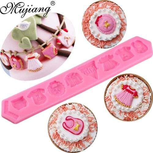 Mujiang Baby Clothes Silicone Mold Cake Border Decorating Fondant Molds Sugarcraft Chocolate Candy Clay Gumpaste Moulds