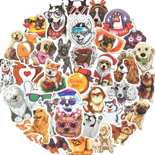 80 PCS Pet Dogs Stickers Cute Animals Golden Retriever Dachshund Sticker on Laptop Skateboard Book Guitar Waterproof Pack Decal