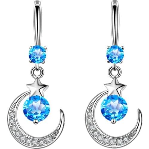 2021 New Style Rhinestones Earrings Moon Star Drop Earrings Ladies Space Star Earrings Gift