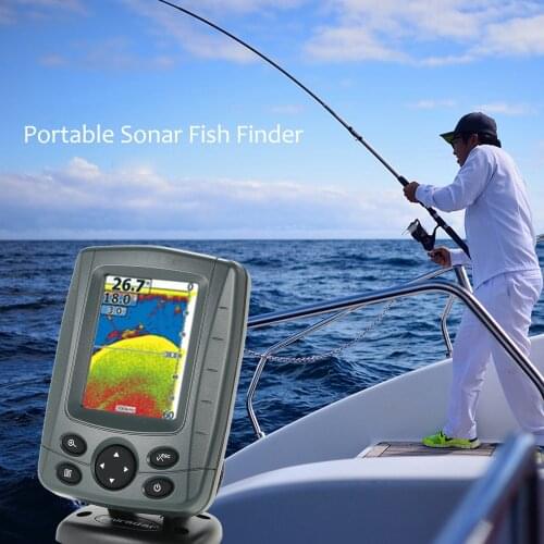 Phiradar Fish Finder Sonar Sensor Detector Depth Locator Echo Sounder FishFinder Alarm Portable 3.5"LCD 14 Language Version