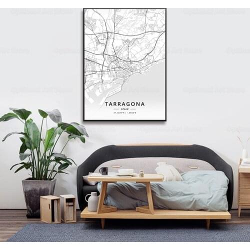 Tarragona Salamanca Ibiza Granada Cadiz Malaga Spain Map Poster