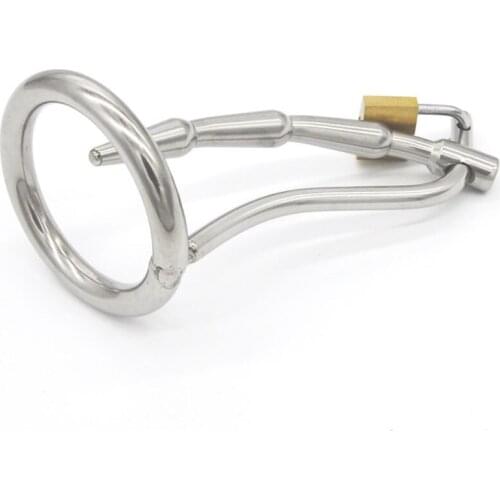 Stainless Steel Penis Plug Chastity Lock Urethral Sounds Dilators Metal Cock Ring Cbt Sex Toys For Men Urethra Stimulator