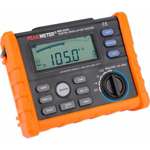 With Multimeter Analogue Display 2500V Digital Insulation Resistance Tester Megger 100G Ohm MS5205