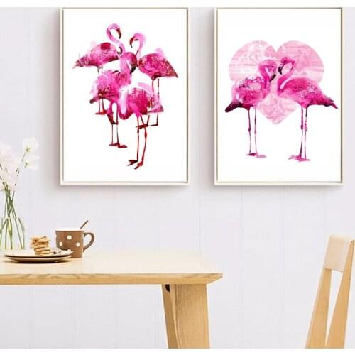 Modern Nordic Flamingo Prints Wall Art Decor , Watercolor Animal Flamingo Wall Picture Canvas Painting Home Decoration