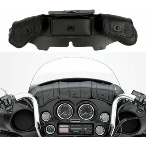 Motorcycle Windshield Bag Tri Pouch 3 Pocket For Harley Touring Electra Street Glide FLHX Trike Models 96-13