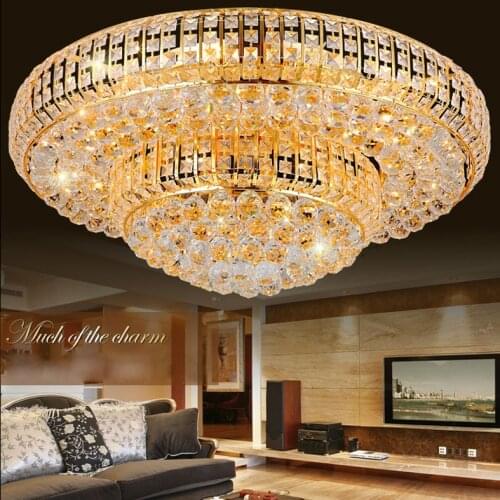 LED Lights Modern Crystal Ceiling Light Fixture Golden Round Ceiling Lamp Gold Ceiling Lights Bedroom Hotel Home Indoor Lighting