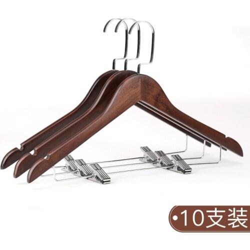 Sainwin 10pcs/lot 40cm Adult solid wood hanger with clip Hotel closet room pants suit Wooden hotel Clothes store hanger