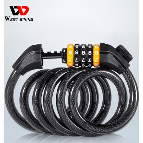 WEST BIKING Bike Cable Lock Anti-theft Safety Password Bicycle Locks for Scooter Motorcycle candado bicicleta Bike Accessories