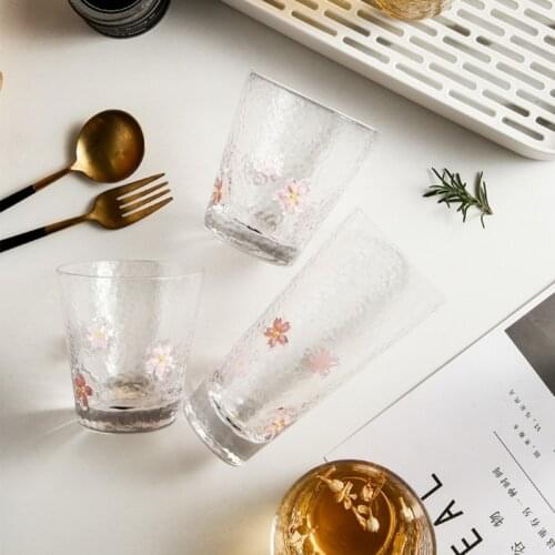 Cherry Blossom Pattern Heat-Resistant Drinking Glass Cups Creative Gift Coffee Milk Tea Cup Whiskey Glass For Drinking Drinkware
