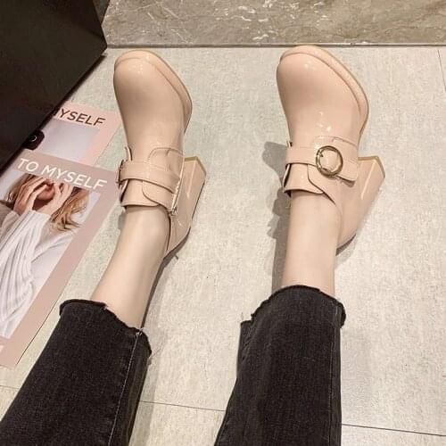 New Arrival High Heels Wedding Party Shoes Women Fashion Buckle Size Zipper Easy To Wear Women Pumps Patent Leather Gray