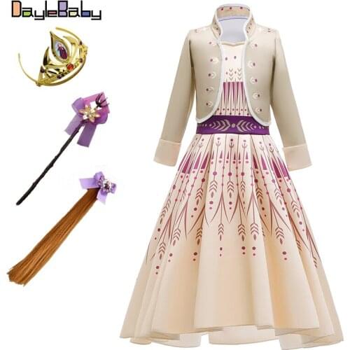 2020 New Frozen2 Elsa Dress Anna Costume Vestidos Kids Dress for Evening Party Cosrume Flower Girls Wedding Gowns