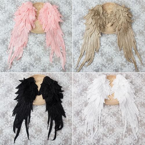 1 Pair Wings Patch Fabric Angel Wings Applique DIY Apparel Sewing Patches Badges Wedding Party Clothes Decor Crafts