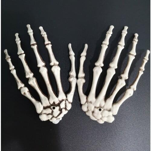 1 Pair Halloween Decoration Realistic Life Size Skeleton Hands Toys Plastic Fake Human Hand Bone Zombie Party Terror Scary Props