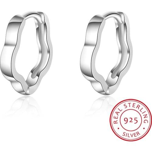 100% 925 Sterling Silver Hyperbole Minimalist Geometric Polygon Hoop Earrings Accessories For Women Fine Jewelry Gift