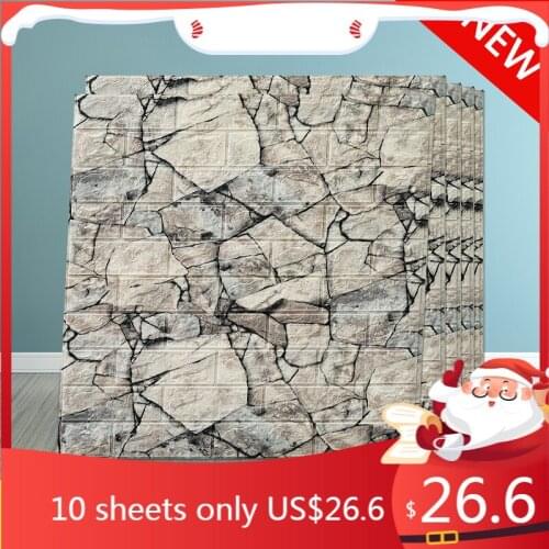 3D Wall Stickers Embossed Brick Waterproof Self Adhesive Wallpaper Room Home Decor For Kids Bedroom Living Room Stickers