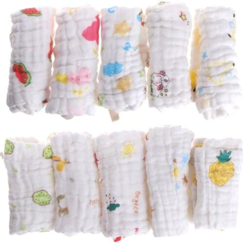5pcs Baby Handkerchief Square Towel Muslin Cotton Infant Face Towel Wipe Cloth JUN19-B