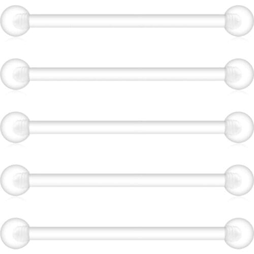 5 Pieces Pregnancy Sport Maternity Clear Flexible Bioplast 14G Belly Navel Button Ring Body Jewelry Piercing Retainer 25mm