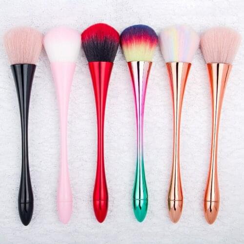 6 Colosr/set Nail Glitter Clean Pen Soft Nylon Head Brush Powder Dust Remove Acrylic Brushs Nail Art Manicure Pedicure Tool